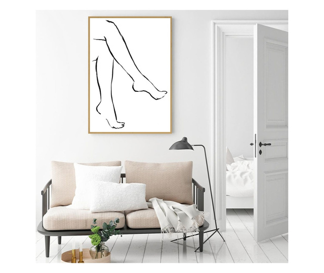 Uokvireni Plakati, Line of Feet, 21 x 30 cm, Zlatni okvir