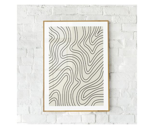 Uokvireni Plakati, Lines, 50x 70 cm, Zlatni okvir