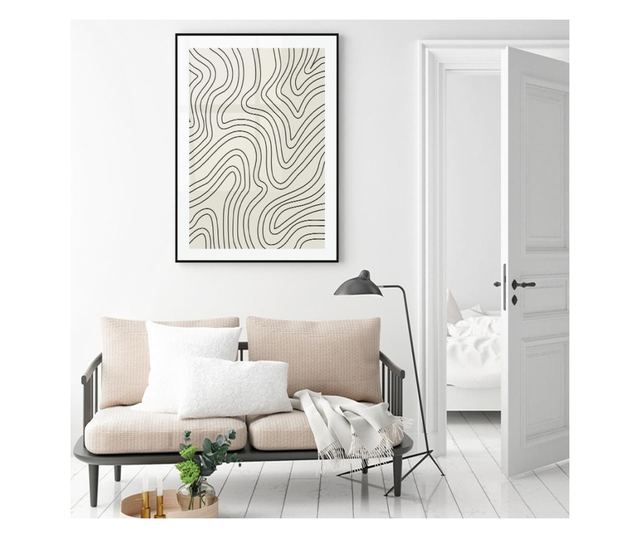 Uokvireni Plakati, Lines, 80x60 cm, Črn okvir