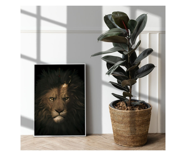 Uokvireni Plakati, Lion in The Crown, 80x60 cm, Bijeli okvir