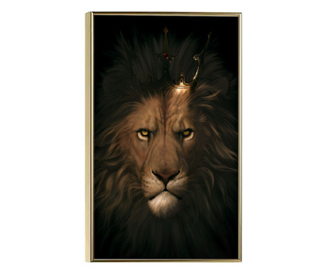 Keretezett poszterek, Lion in The Crown, 60x40 cm, Arany keret