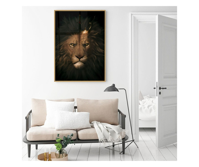 Uokvireni Plakati, Lion in The Crown, 21 x 30 cm, Zlatni okvir