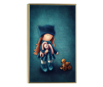 Uokvireni Plakati, Little Girl With Toys, 50x 70 cm, Zlatni okvir