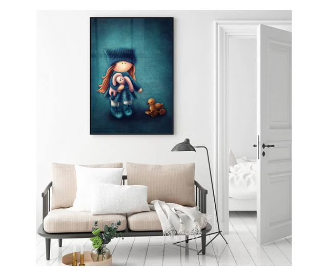 Uokvireni Plakati, Little Girl With Toys, 80x60 cm, Črn okvir