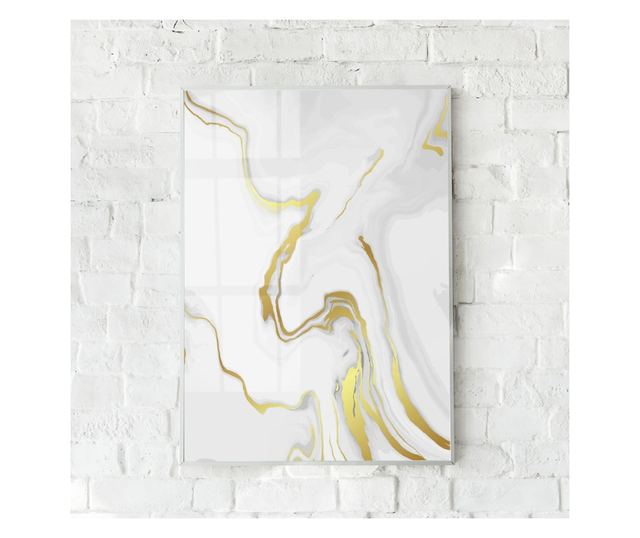 Uokvireni Plakati, Luxury Golden Marble, 80x60 cm, Bijeli okvir