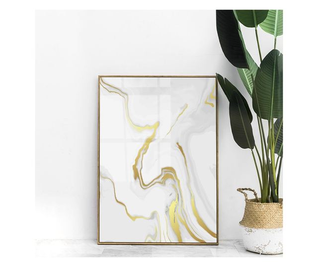 Uokvireni Plakati, Luxury Golden Marble, 80x60 cm, Zlatni okvir