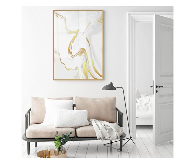 Uokvireni Plakati, Luxury Golden Marble, 80x60 cm, Zlatni okvir