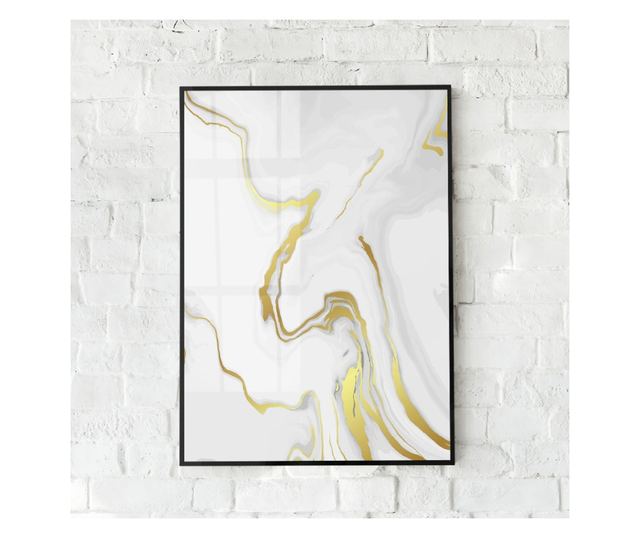 Uokvireni Plakati, Luxury Golden Marble, 42 x 30 cm, Črn okvir