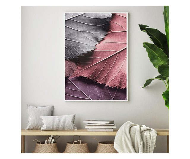 Plakat w ramce, Macro Color Leaves, 60x40 cm, biała ramka