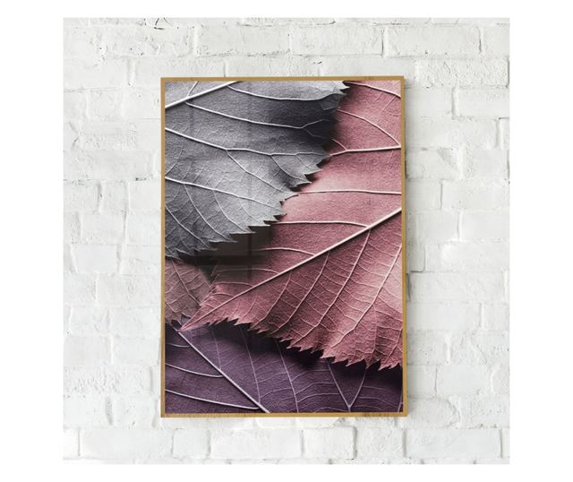 Uokvireni Plakati, Macro Color Leaves, 60x40 cm, Zlatni okvir