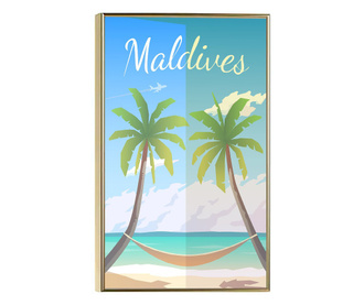 Uokvireni Plakati, Maldives, 50x 70 cm, Zlatni okvir