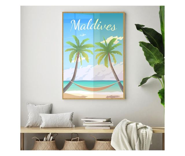 Uokvireni Plakati, Maldives, 50x 70 cm, Zlatni okvir