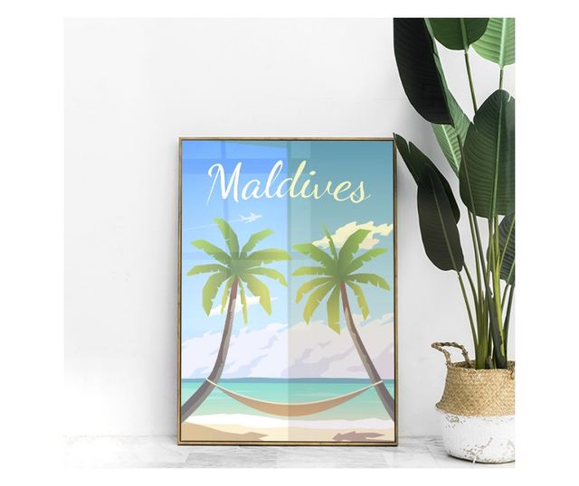 Uokvireni Plakati, Maldives, 50x 70 cm, Zlatni okvir