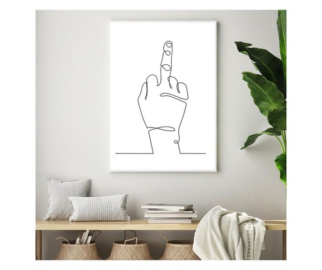 Uokvireni Plakati, Middle Finger, 80x60 cm, Bijeli okvir