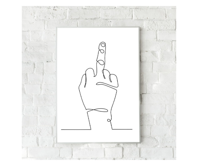 Uokvireni Plakati, Middle Finger, 80x60 cm, Bijeli okvir