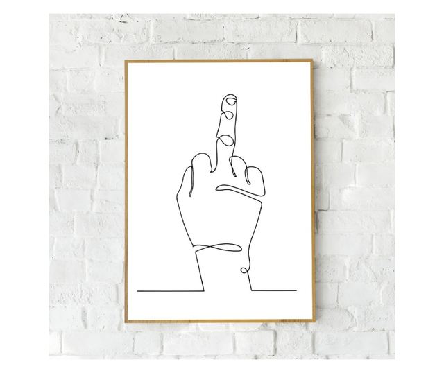 Uokvireni Plakati, Middle Finger, 21 x 30 cm, Zlatni okvir