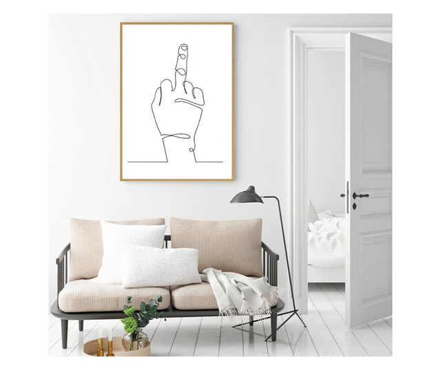 Uokvireni Plakati, Middle Finger, 21 x 30 cm, Zlatni okvir
