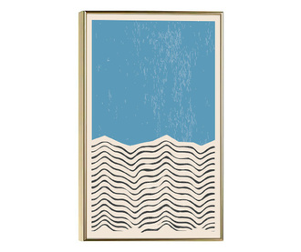 Uokvireni Plakati, Minimal Blue Stripes, 60x40 cm, Zlatni okvir