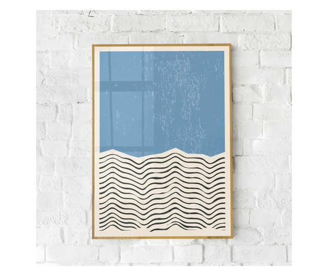 Uokvireni Plakati, Minimal Blue Stripes, 21 x 30 cm, Zlatni okvir