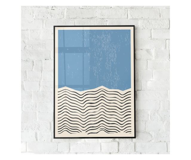 Uokvireni Plakati, Minimal Blue Stripes, 80x60 cm, Črn okvir