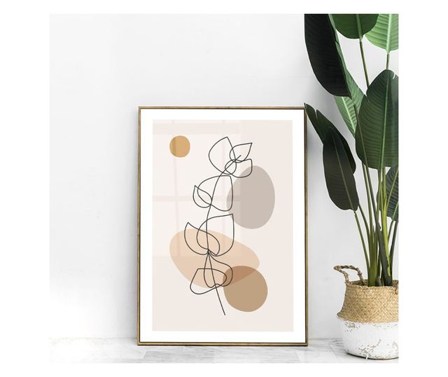 Uokvireni Plakati, Minimal Branch, 21 x 30 cm, Zlatni okvir