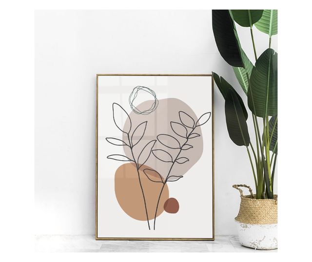 Uokvireni Plakati, Minimal Brown Circle, 21 x 30 cm, Zlatni okvir