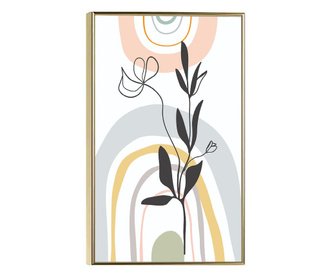 Plakat w ramce, Minimal Flower Branch, 42 x 30 cm, złota rama