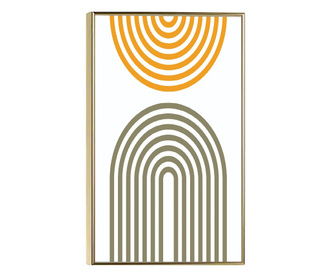 Uokvireni Plakati, MInimal Half Circles, 80x60 cm, Zlatni okvir
