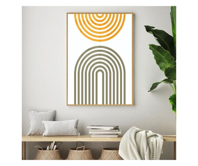 Uokvireni Plakati, MInimal Half Circles, 80x60 cm, Zlatni okvir