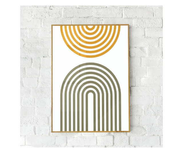 Uokvireni Plakati, MInimal Half Circles, 50x 70 cm, Zlatni okvir