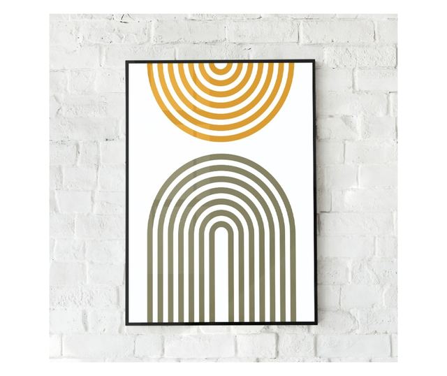 Uokvireni Plakati, MInimal Half Circles, 50x 70 cm, Črn okvir