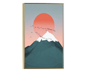 Plakat w ramce, Minimal Mountains, 21 x 30 cm, złota rama