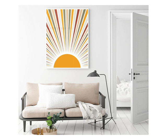 Plakat w ramce, MInimal Sun Rays, 60x40 cm, biała ramka
