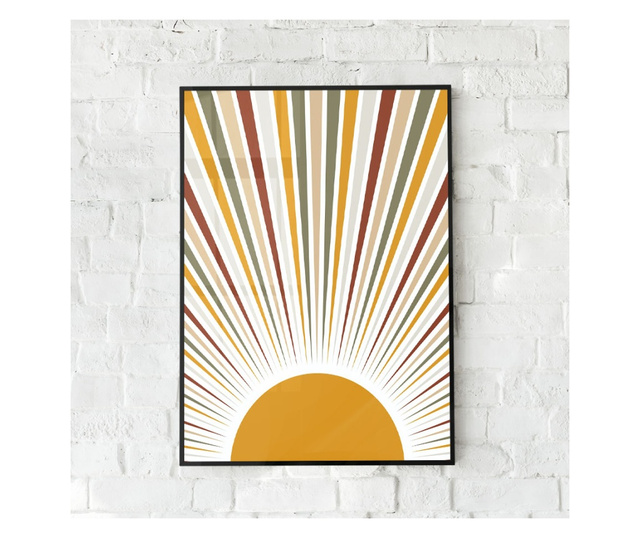 Plakat w ramce, MInimal Sun Rays, 42 x 30 cm, czarna ramka