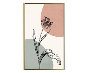 Plakat w ramce, Minimalist Flower, 60x40 cm, złota rama