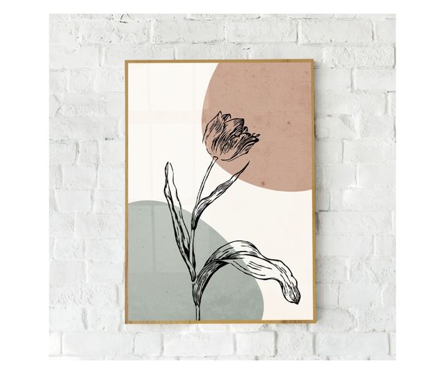 Uokvireni Plakati, Minimalist Flower, 60x40 cm, Zlatni okvir