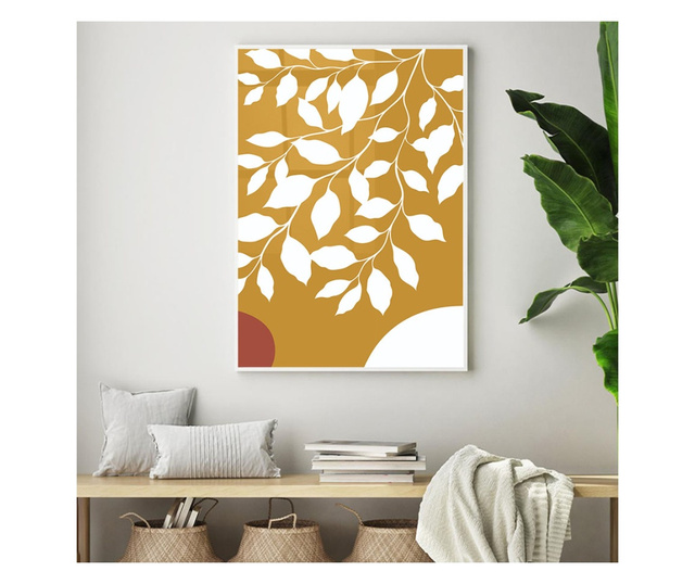 Plakat w ramce, Minimalist Tree Leaves, 80x60 cm, biała ramka