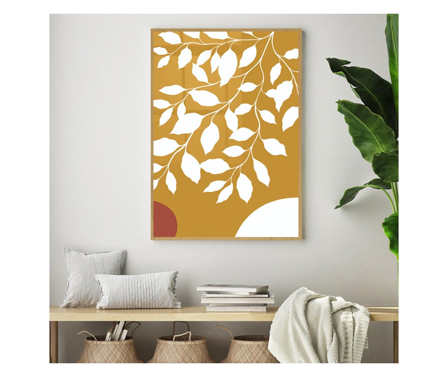 Plakat w ramce, Minimalist Tree Leaves, 42 x 30 cm, złota rama
