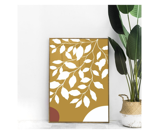 Plakat w ramce, Minimalist Tree Leaves, 42 x 30 cm, złota rama