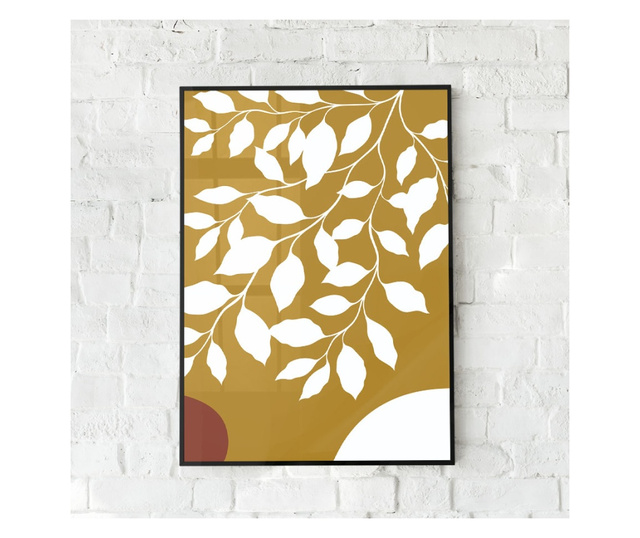 Plakat w ramce, Minimalist Tree Leaves, 50x 70 cm, czarna ramka
