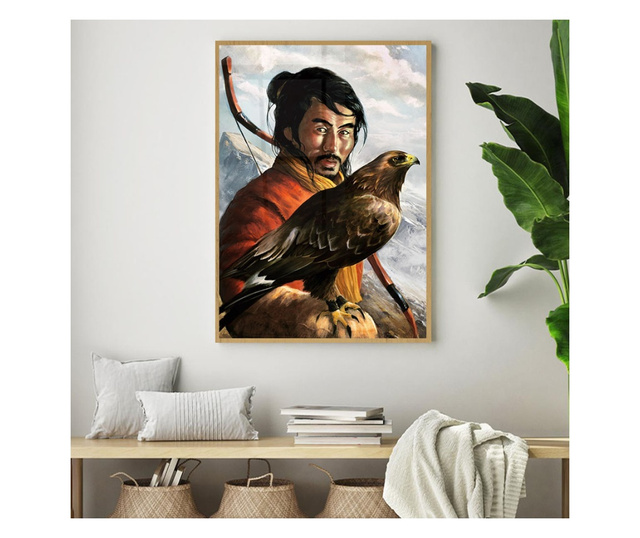 Plakat w ramce, Mongol Warrior, 50x 70 cm, złota rama