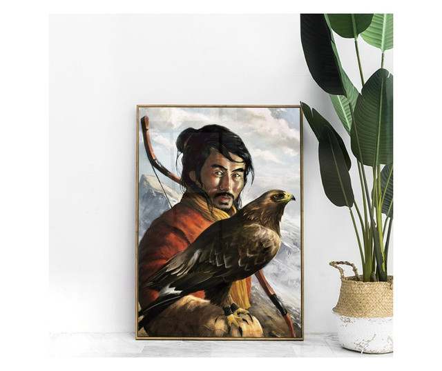 Plakat w ramce, Mongol Warrior, 21 x 30 cm, złota rama