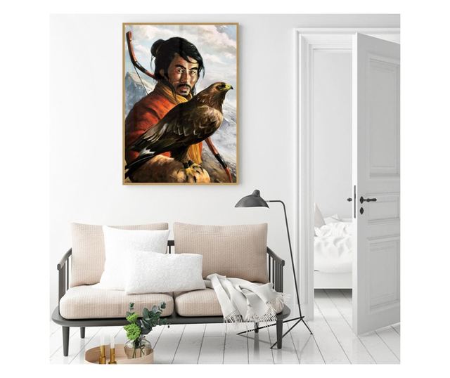 Uokvireni Plakati, Mongol Warrior, 42 x 30 cm, Zlatni okvir