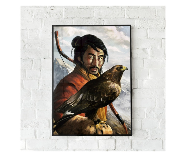Plakat w ramce, Mongol Warrior, 80x60 cm, czarna ramka
