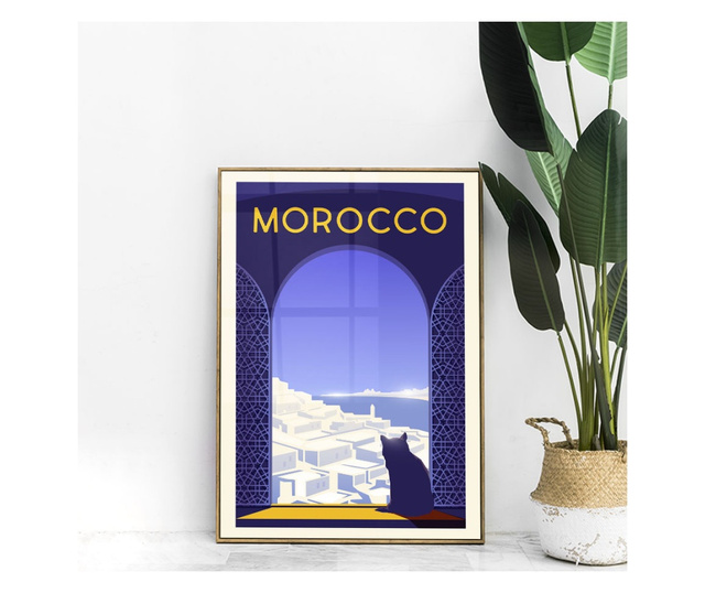 Plakat w ramce, Morocco Window, 80x60 cm, złota rama