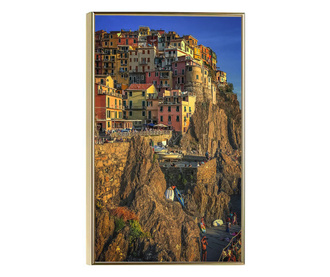 Plakat w ramce, Mountain City, 60x40 cm, złota rama