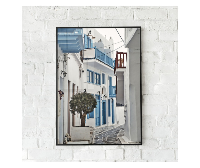 Uokvireni Plakati, Mykonos Street, 21 x 30 cm, Crni okvir