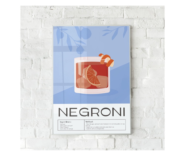 Plakat w ramce, Negroni, 50x 70 cm, biała ramka