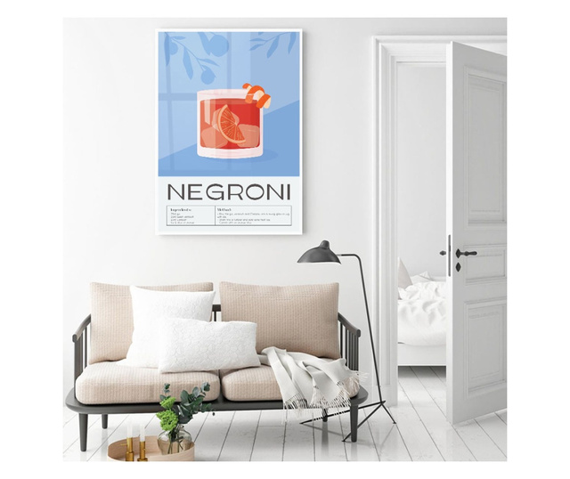 Plakat w ramce, Negroni, 50x 70 cm, biała ramka