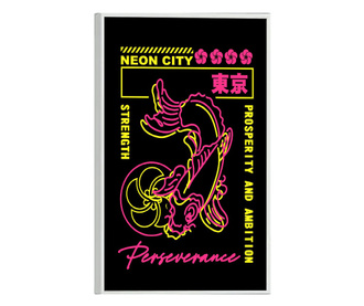 Plakat w ramce, Neon City, 80x60 cm, biała ramka